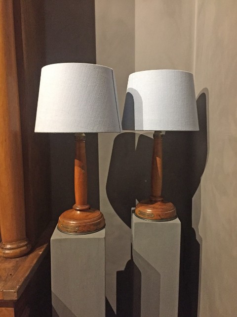 Paar Tafellampen walnoot jaren 20 - Afbeelding 3