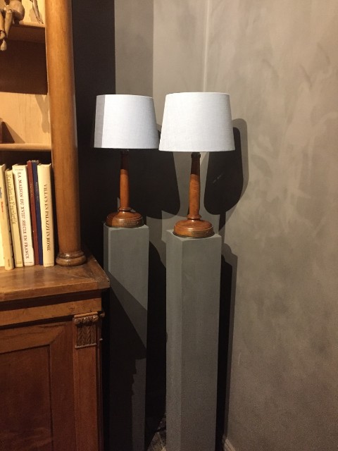 Paar Tafellampen walnoot jaren 20 - Afbeelding 7