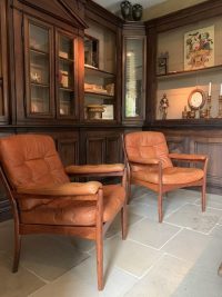 midcentury lederen fauteuil - Afbeelding 2