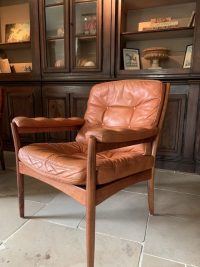 midcentury lederen fauteuil - Afbeelding 4
