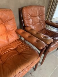 midcentury lederen fauteuil - Afbeelding 5