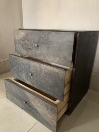 SOLD Marble Plaster Walnut cube sidetable - Afbeelding 3