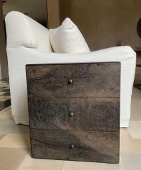 SOLD Marble Plaster Walnut cube sidetable - Afbeelding 6
