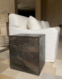 SOLD Marble Plaster Walnut cube sidetable - Afbeelding 8