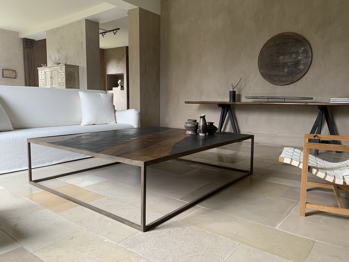 Luna Salontafel Old Walnut, ijzer en marmer gips - Afbeelding 2