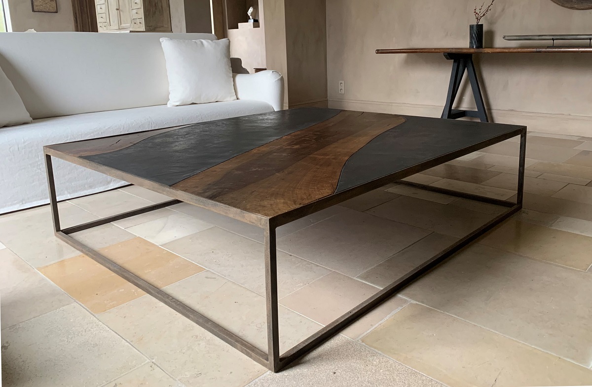 Luna Salontafel Old Walnut, ijzer en marmer gips - Afbeelding 3