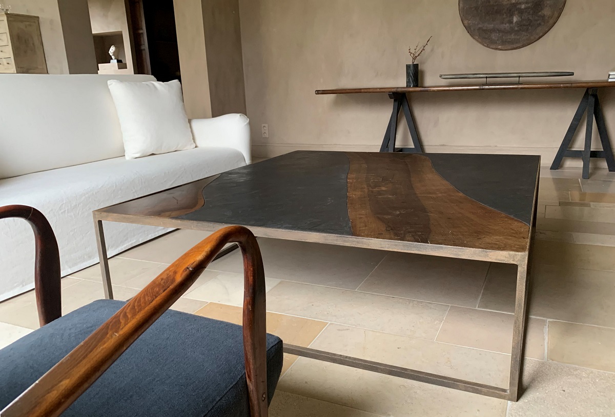 Luna Salontafel Old Walnut, ijzer en marmer gips - Afbeelding 6