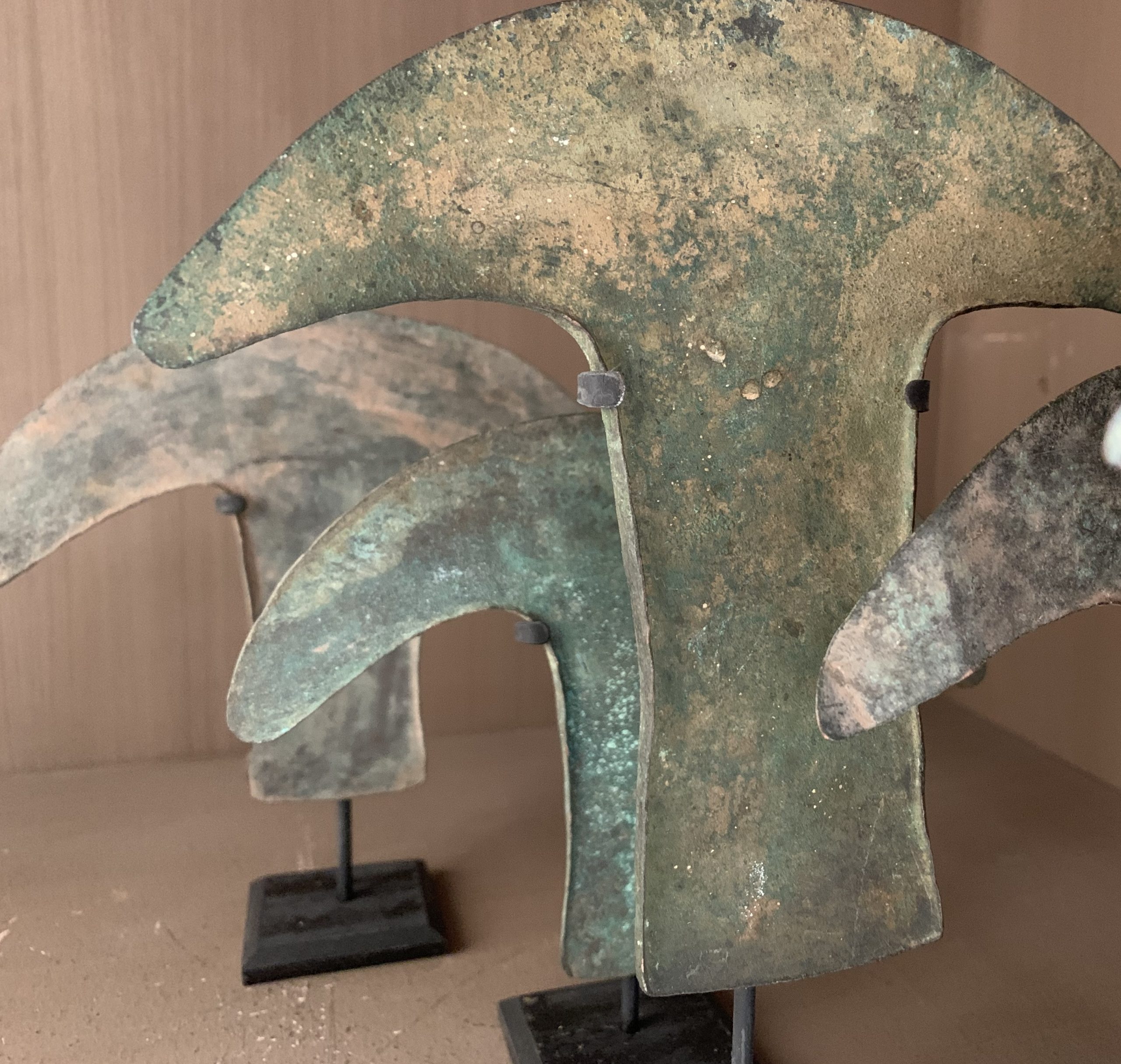 SOLD Set van 6 Azteekse koperen geldmunten - Afbeelding 5