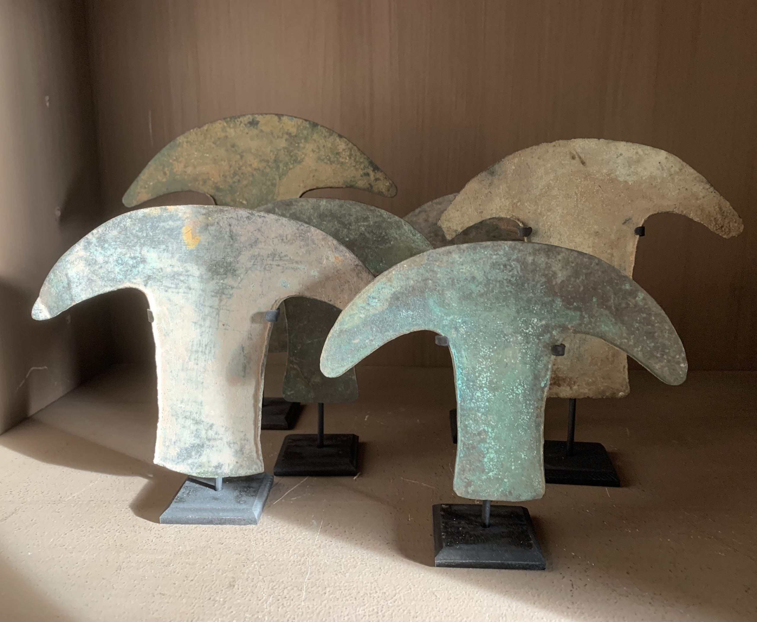 SOLD Set van 6 Azteekse koperen geldmunten - Afbeelding 6