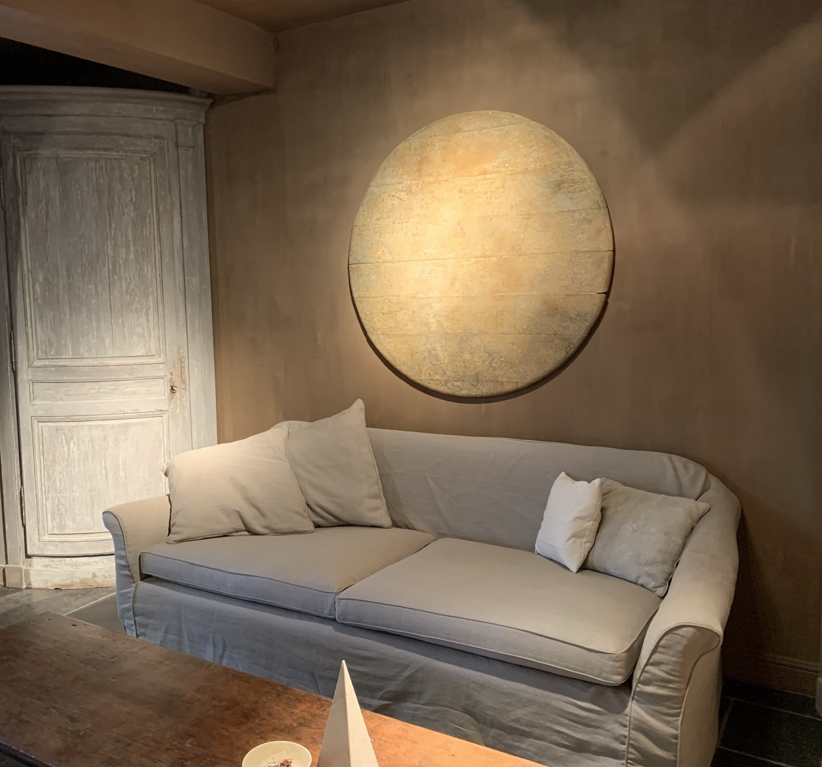 SOLD Rond schilderij 19e eeuws paneel - Afbeelding 8