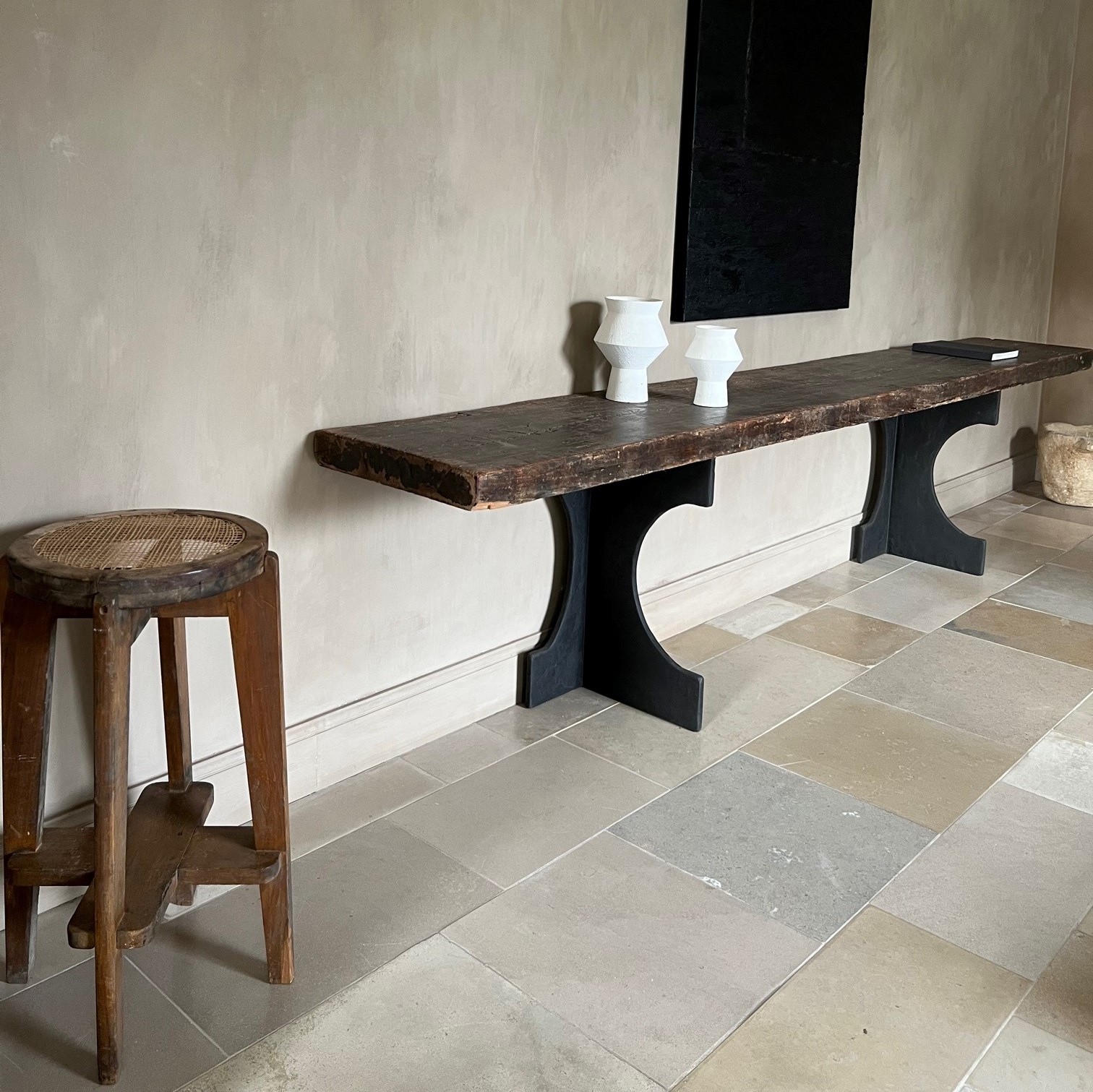 Pierre Jeanneret Chandigarh hoge kruk met canework PJ-011001 - Afbeelding 3