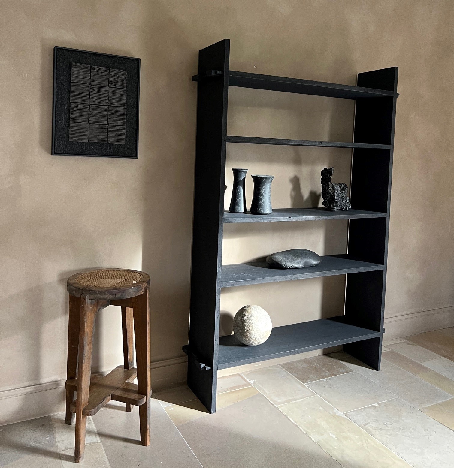 Pierre Jeanneret Chandigarh hoge kruk met canework PJ-011001 - Afbeelding 7